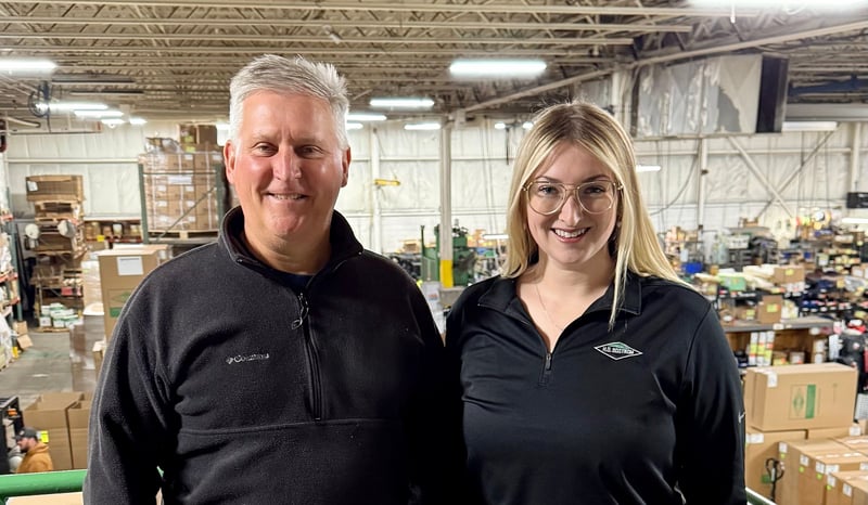 Paul Bostrom and Paige Bostrom on the factory floor at H.O. Bostrom Company