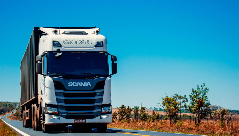 Scania truck on highway