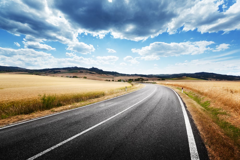 asphalt road in Tuscany Italy